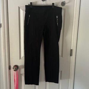 Joe B Women's Black Straight Leg stretchy Trousers with Zipper Accents